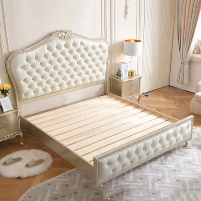 Storage Luxury Double Bed White Villa European King Size Aesthetic Bed Frame Platform Wood Safe Cama De Casal Home Furniture