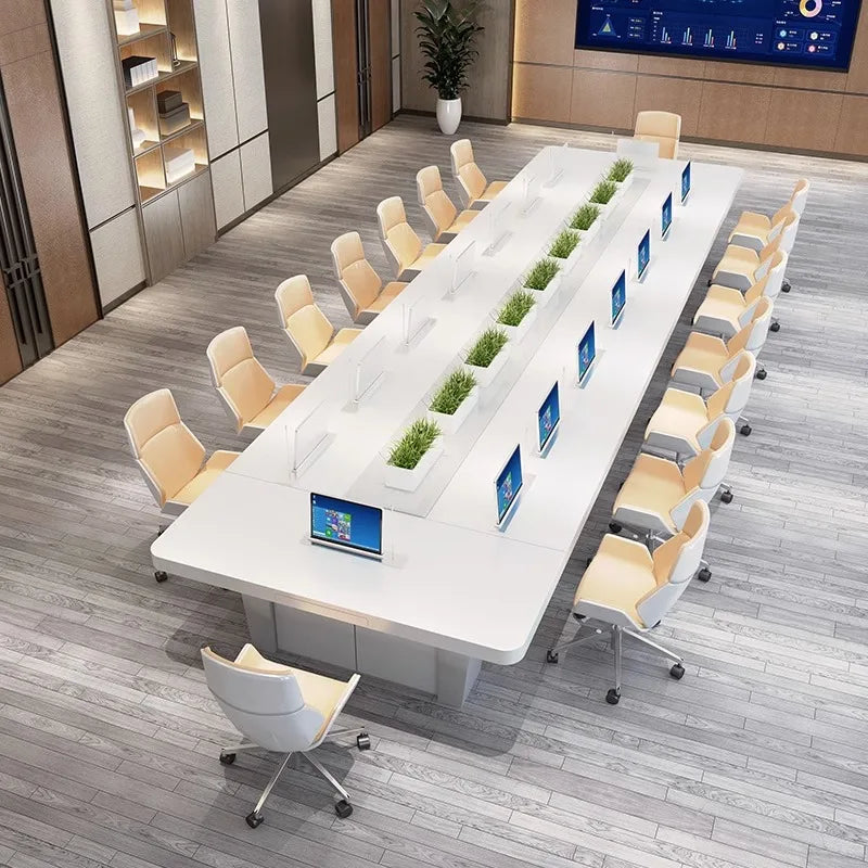 High-end Conference Table Simple White Desk Conference Room Fashion Strip Meeting Table