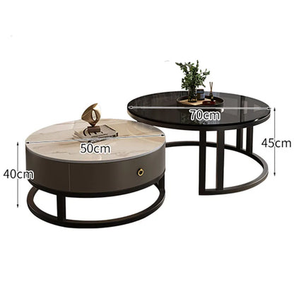 Modern Grey Coffee Tables Living Room Home Space Saving Round Coffee Tables Slate Trendy Couchtisch Decoration Furniture