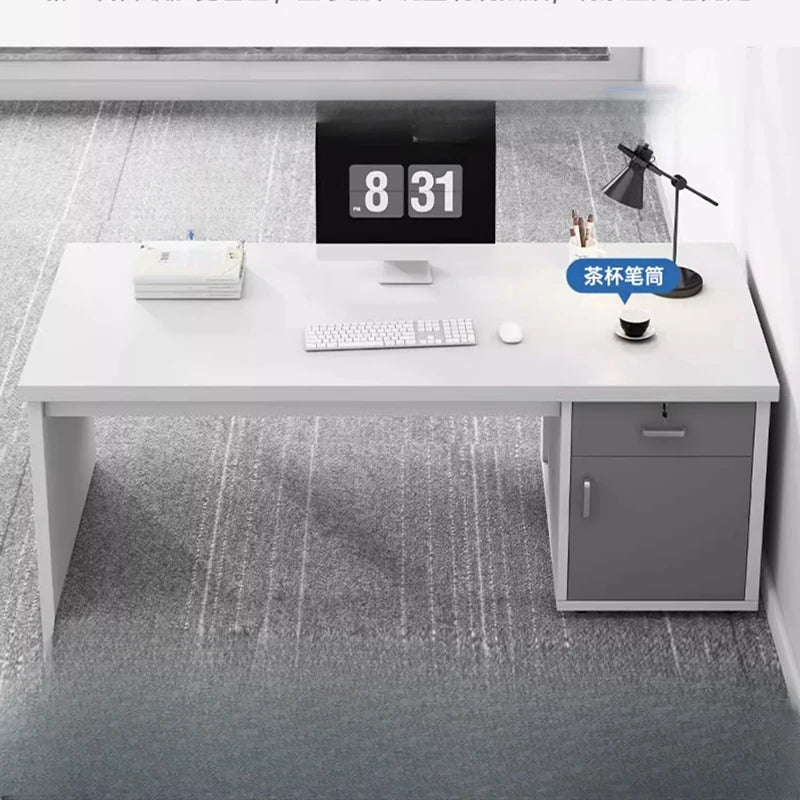 European White Office Desks Gaming Writing Portable Standing Computer Desks Workbench Secretary Mesa Para Computador Furniture