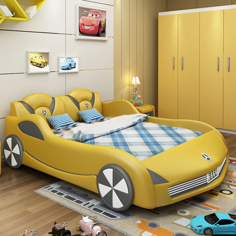 Children Luxury Boys Bed Pretty Unique Cute Nightstand Wood Storage Bed Car Design Camas Moderrna Inteligentes Bedroom Furniture