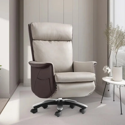 Modern Light Luxury Multifunctional Electric Office Chairs Made Genuine Leather Metal That Can Be Reclined Luxury Furniture