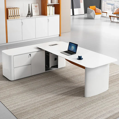 Minimalist Modern White Desk Tables Executive Set Fashion Ideas Work L Shape Office Desk Wooden Arredo Ufficio Home Furniture