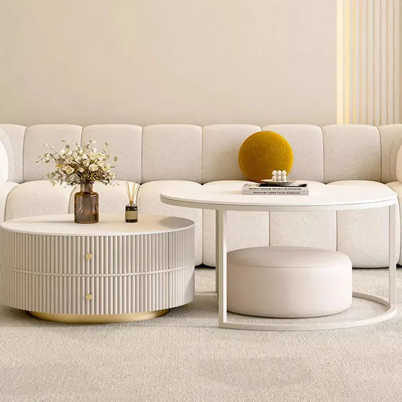 Oval Coffee Table Center White Round Console Modern Table Side Living Room Accent Muebles Para El Hogar Home Decorations