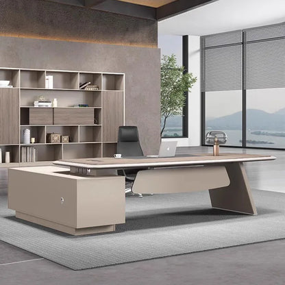 Executive Boss Office Desks Wooden Luxury L Shape Conference Office Table Storage Scrivanie Per Ufficio Modern Furniture