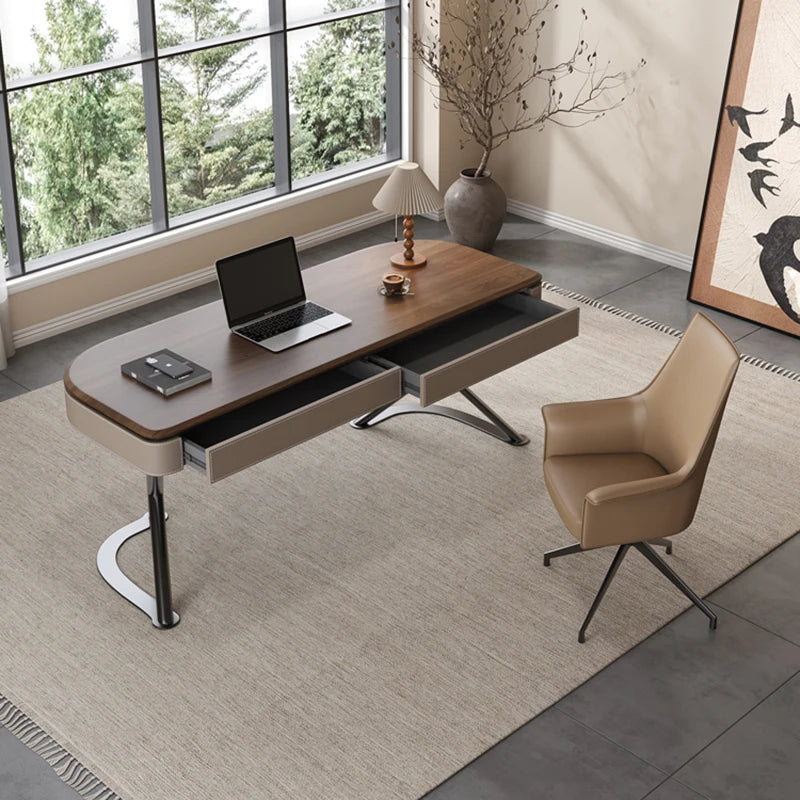 Meeting Workstation Modern Desk Writing Executive Drawers Wood Work Table Console Computer Tavolo Da Lavoro Office Furniture