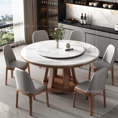 console Rock dining table chair combination mobiles modern simple household wooden round table belt comedor apartment furniture