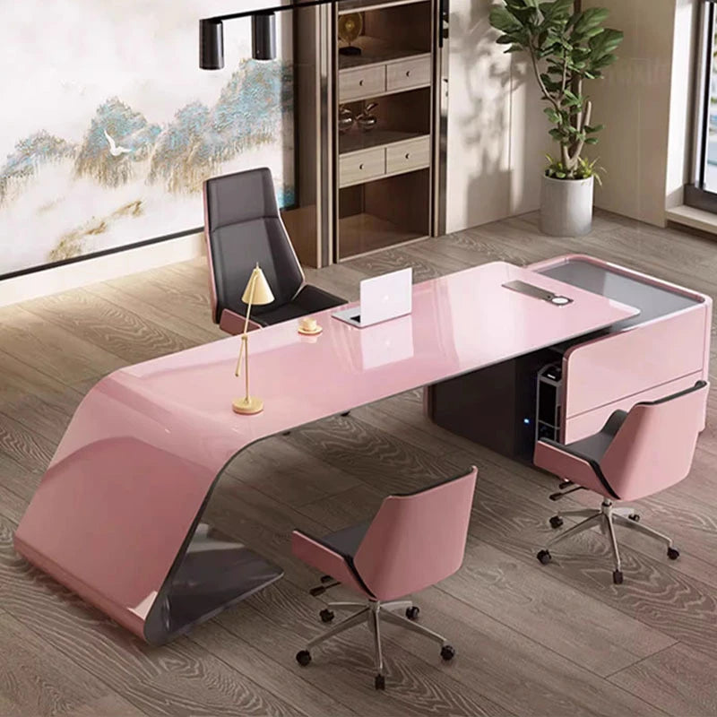 Modern Reception Office Desk Standing L Shaped Boss Executive Computer Desks Storage European Office Furniture