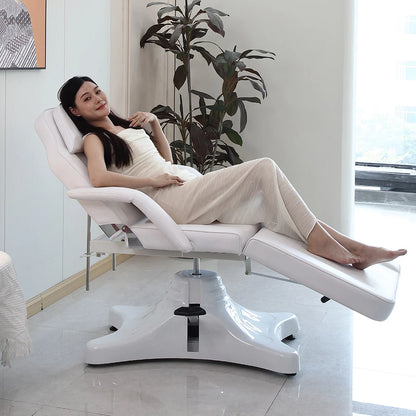 White Massage Tables & Beds Adjustable Hydraulic Beauty Bed