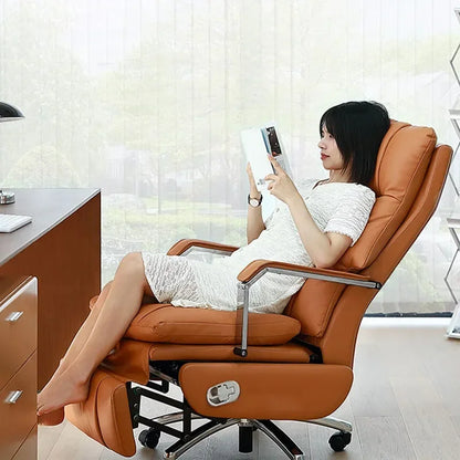 Back Cushion Leather Office Chair Design Armrest Footrest Executive Chair Luxurious Unfolding Bureau Meuble Kawaii Furniture