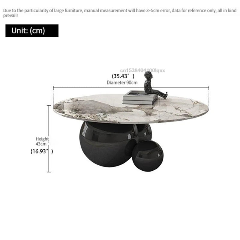 Designer Gold Black Center Base Table Living Room Furniture Stainless Steel Home Impact Space Marble Modern Coffee Table Round