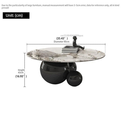 Designer Gold Black Center Base Table Living Room Furniture Stainless Steel Home Impact Space Marble Modern Coffee Table Round