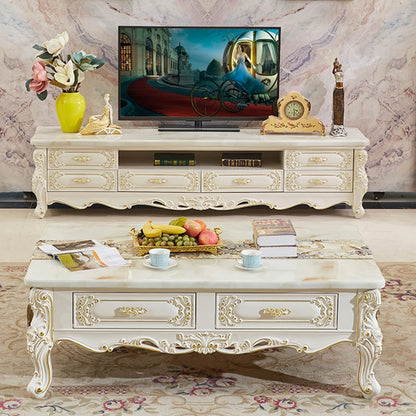 Luxury Simple TV Table Storage Marble Gold Organizer Room TV Table Stand White Muebles Salon Moderno Living Room Furniture