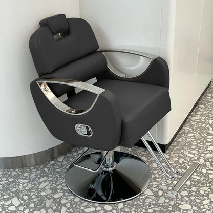 Barber Shop Rotating Salon Chair Leather Luxury Gold Barber Equipment Salon Chair Hydraulic Legs Silla De Barbero Furniture