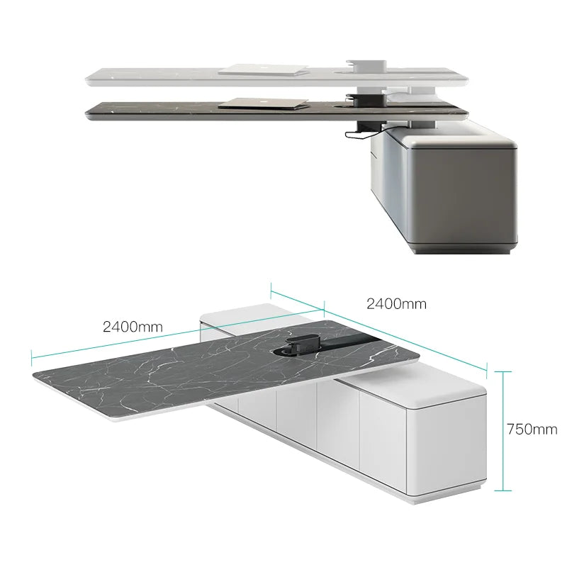 Custom Modern Intelligent lifting Office Furniture L shaped Luxury Boss CEO Manager Desk Executive Office Desk