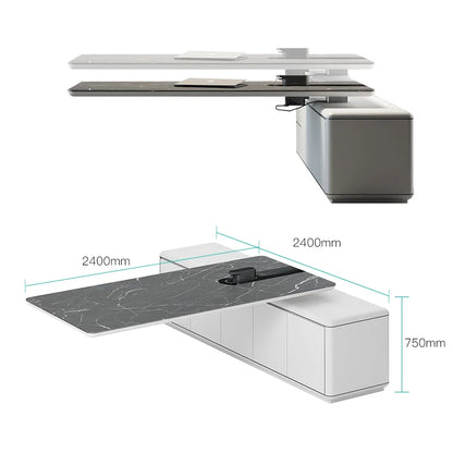 Custom Modern Intelligent lifting Office Furniture L shaped Luxury Boss CEO Manager Desk Executive Office Desk