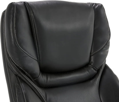 Big and Tall Executive Office Chair Wood Accents Adjustable High Back Ergonomic Lumbar Support Bonded Leather