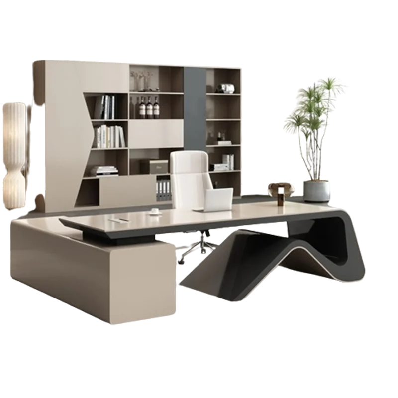 Conference Corner Office Desk Study Drawers Monitor Writing Storage Modern Office Desk Executive Scrivania Tavolo Furniture HDH