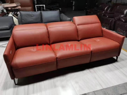 MANBAS Genuine Leather Sofa Cama Double Electric Reclining Sofa 3 Seater Big Couch Theater Seats Convertible Sofas Sleeper Sofas