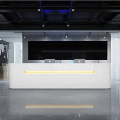 The company reception desk is a minimalist and modern creative curved paint baking service desk