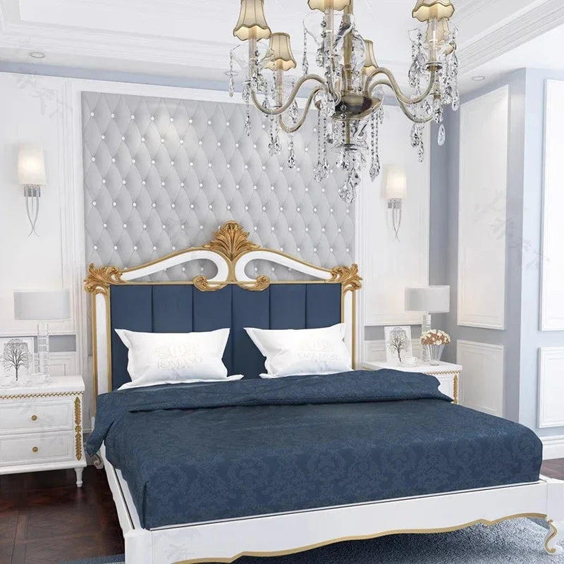 Queen Luxury Kids Double Bed Modern High End Twin Frame Double Bed Headboard Wood Cama Lit Deux Place Furniture For Bedroom