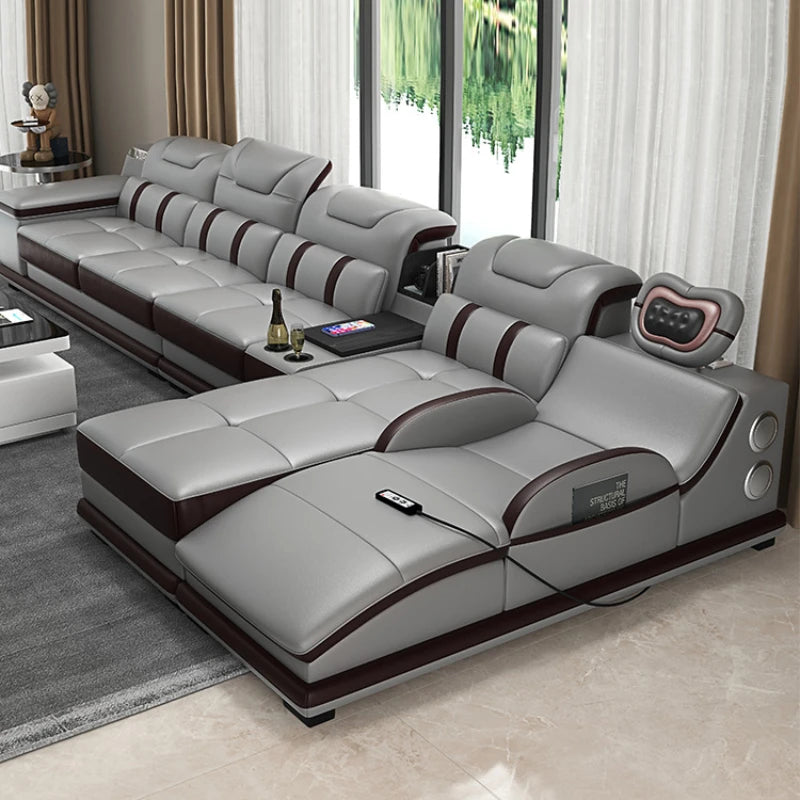 Luxury Modern Sofa Leather Massage Reclining Sectional Couch Lounge Daybed Canape Salon De Luxe Living Room Furniture