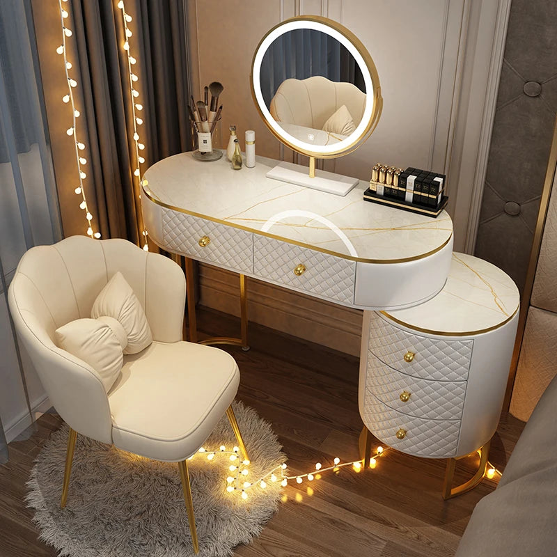 Cabinet Bedroom Dressing Table Makeup White Cosmetic Luxury Wood Vanity Table Desk Small Hotel Arredamento Hotel Furniture