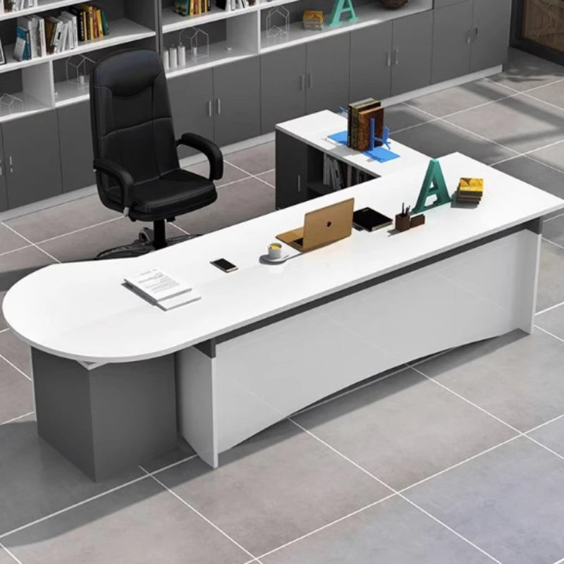 Modern Wide Office Desks Organizer Storage Executive Study Computer Desks White Drawers Escritorio Oficina Office Furniture