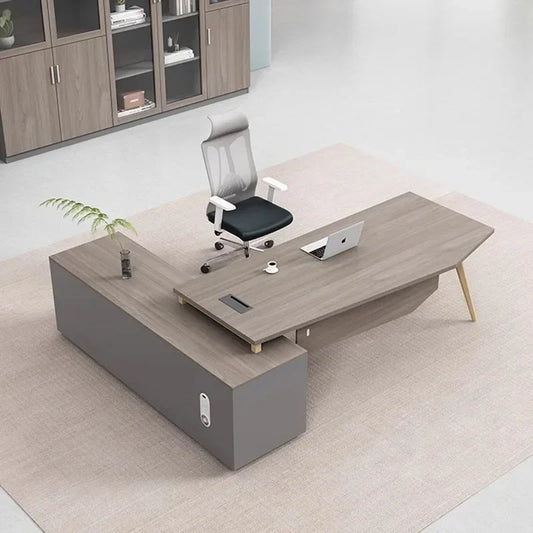 Corner Standing Office Desk Luxury L Shaped Executive Setup Computer Desks Storage Supplies Escritorios De Ordenador Furniture