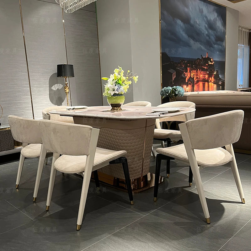 Dining table and chair Marble rectangular home dining table Italian minimalist dining table Light luxury rock plate table