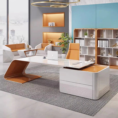 Modern Reception Office Desk Standing L Shaped Boss Executive Computer Desks Storage European Office Furniture