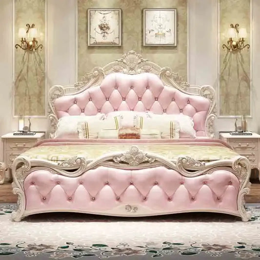 Queen Luxury Aesthetic Bed Under Storage King Size Salon Bedroom Twin Bed Modern Wood Leather Letto Matrimoniale Room Furniture