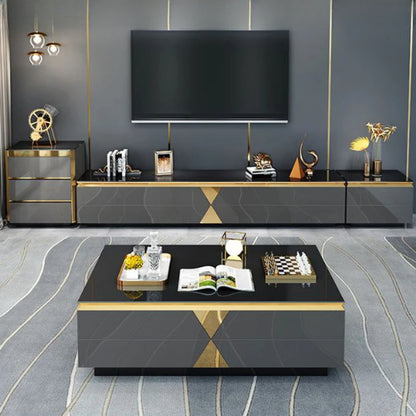 Wooden Luxury Modern Tv Cabinet Floor Gold Black Standing Drawer Cabinet Living Room Meuble Tv Avec Rangement House Furniture