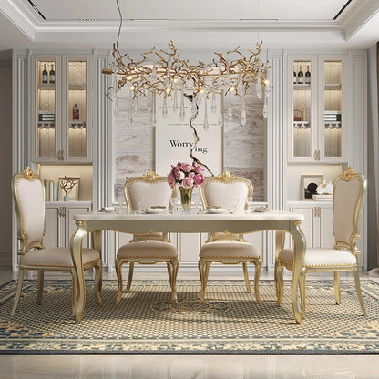 American luxury dining table European restaurant Rectangular high-end luxury dining table and chair combination