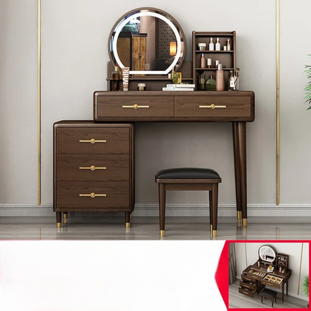 Aesthetic Design Dresser Cabinet Brown Nordic Modern Wood Modern Makeup Table Storage Organizer Mesa De Maquillaje Furniture