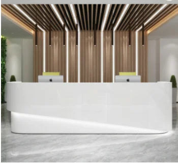 Hotel Front Desk Bar Reception Curved Counter Reception Desk Commercial Office Furniture Beauty Salon White Reception Table