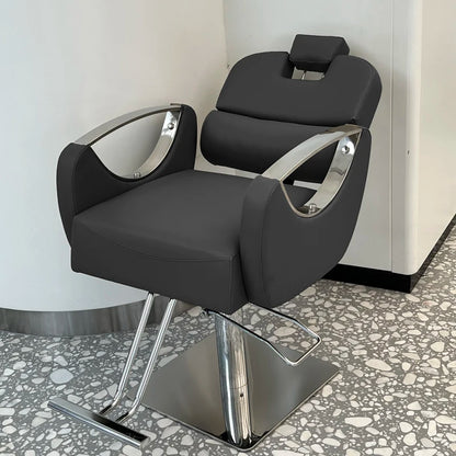 Barber Shop Rotating Salon Chair Leather Luxury Gold Barber Equipment Salon Chair Hydraulic Legs Silla De Barbero Furniture