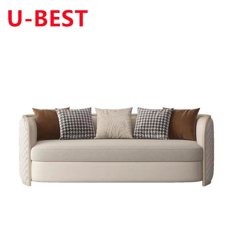 U-BEST 3 Seat Cafe Pure Sofa Set Armchair Sofa Cum Bed Wooden French Provincial Classic Luxury Curved Couch Sofa