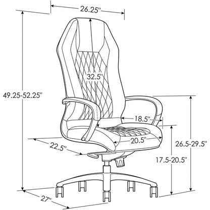 Furniture Modern Ergonomic Sterling Genuine Leather Executive Chair with Aluminum Base - Dark Brown