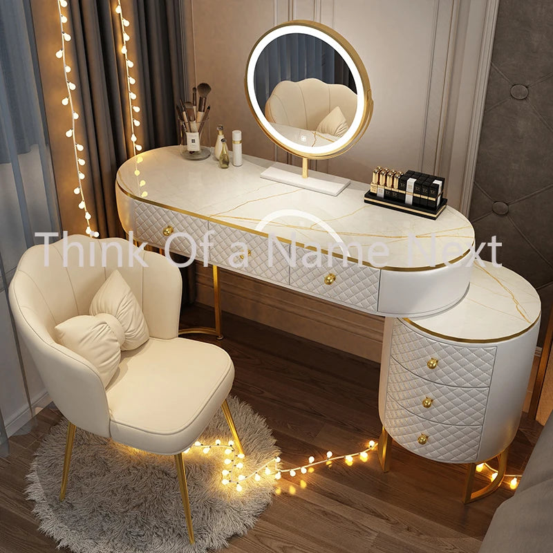 Vanity Dressing Table Mirror Makeup Luxury Drawers Makeup Desk Mobile Organizer Meubles De Chambre Luxury Bedroom Furniture