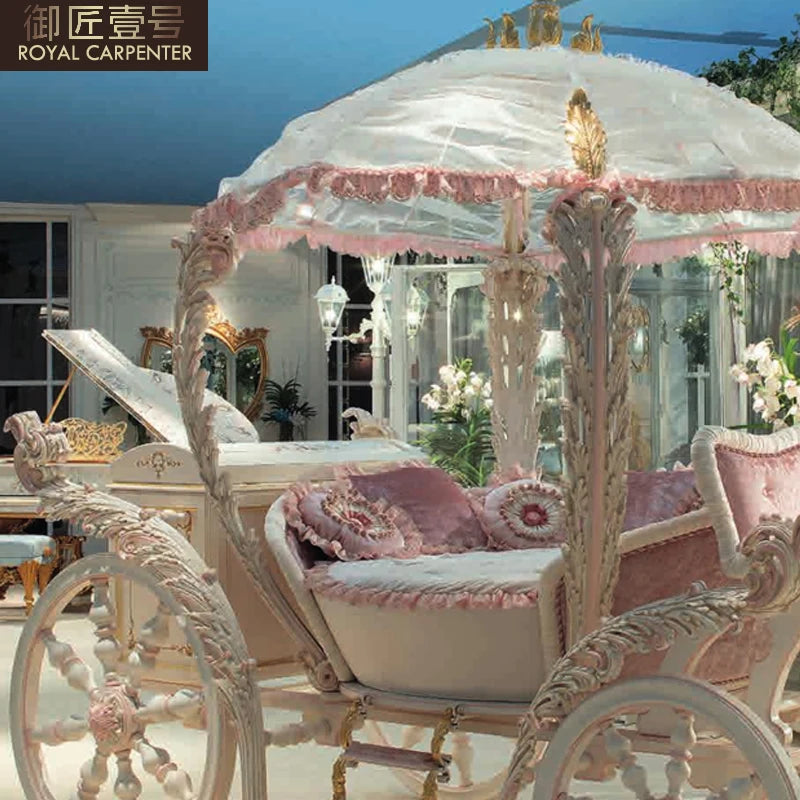 Royal Craftsman No. 1 European solid wood princess bed pink children's bed carriage French cute girl bed customized