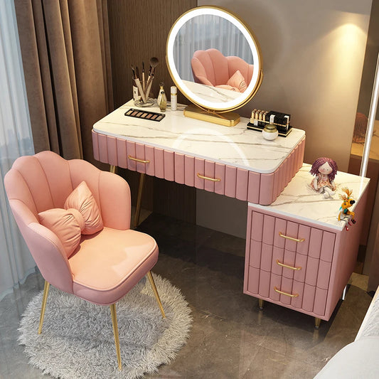 Pink Vanity Table Display Gold Handle Tall Multifunction Cabinet Human Marble Dressers Bedroom Tocadores Living Accessories