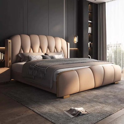 Luxury Aesthetic Couple Bed Queen Size Nordic Hotel Bedroom Bed Storage Modern Cama Casal Multifuncional Home Furniture