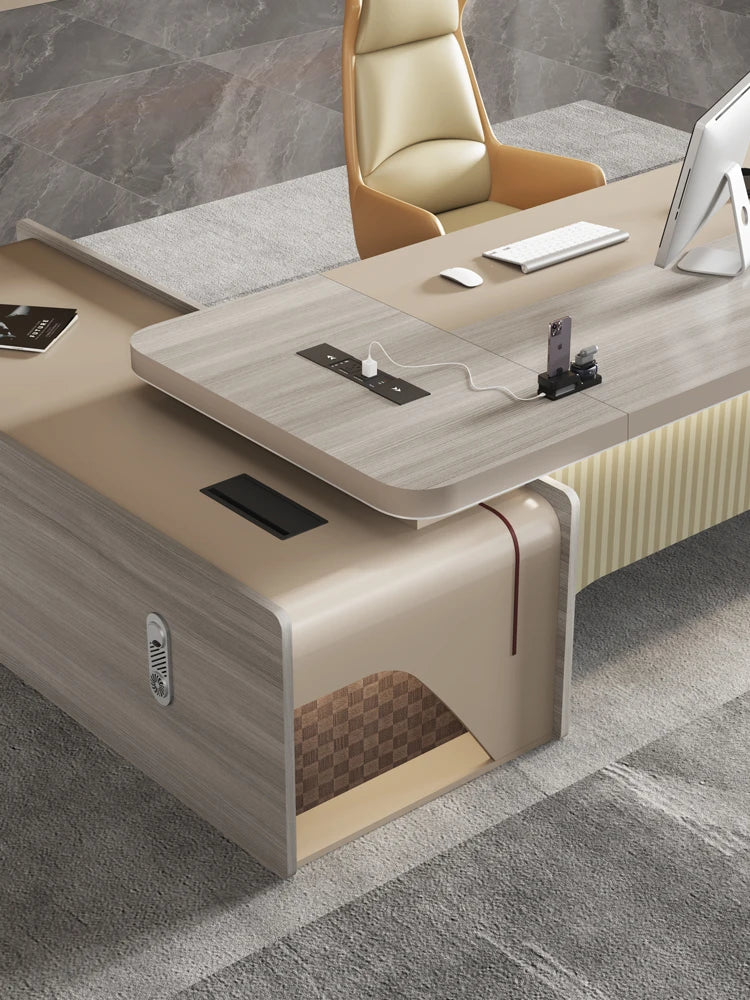 Double Cabinet Boss Office Desk Modern General Office Manager L-shaped Desk Computer Mesa De Escritorio Office Furniture KMOD