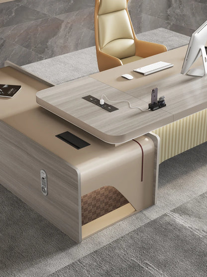 Double Cabinet Boss Office Desk Modern General Office Manager L-shaped Desk Computer Mesa De Escritorio Office Furniture KMOD