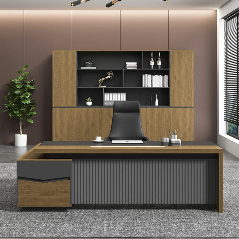 Work Desk Luxury Executive L Shaped Office Minimalist Modern Writing Table Simple Shelves Vanity Escritorio Computer Student