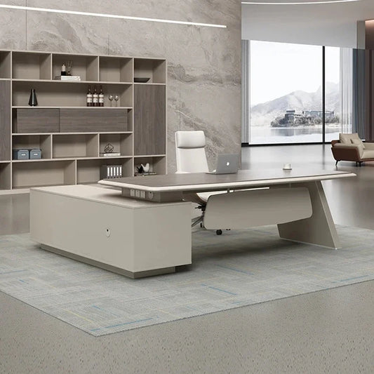 Nordic Modern Office Desk Simple Single Reception President Executive Manager Computer Desk Reception L Shaped Mesa Furniture