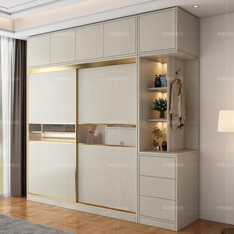 Clothes Storage Wardrobe Modern Luxurious Bedroom Organizer Wardrobe Sliding Doors Multifunction Armario Multiuso Room Furniture