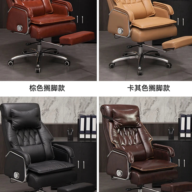 Luxury Genuine Leather Executive Office Chair Massage Business Desk Gaming Pc Chair Bedroom Silla Gemer Office Furniture AA