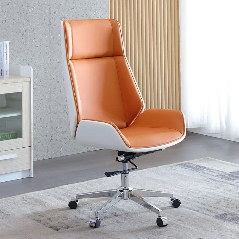 High-Back Bentwood Swivel Office Computer Chair Micro Fiber Leather Office Furniture For Home,Conference Task Leather Armchair